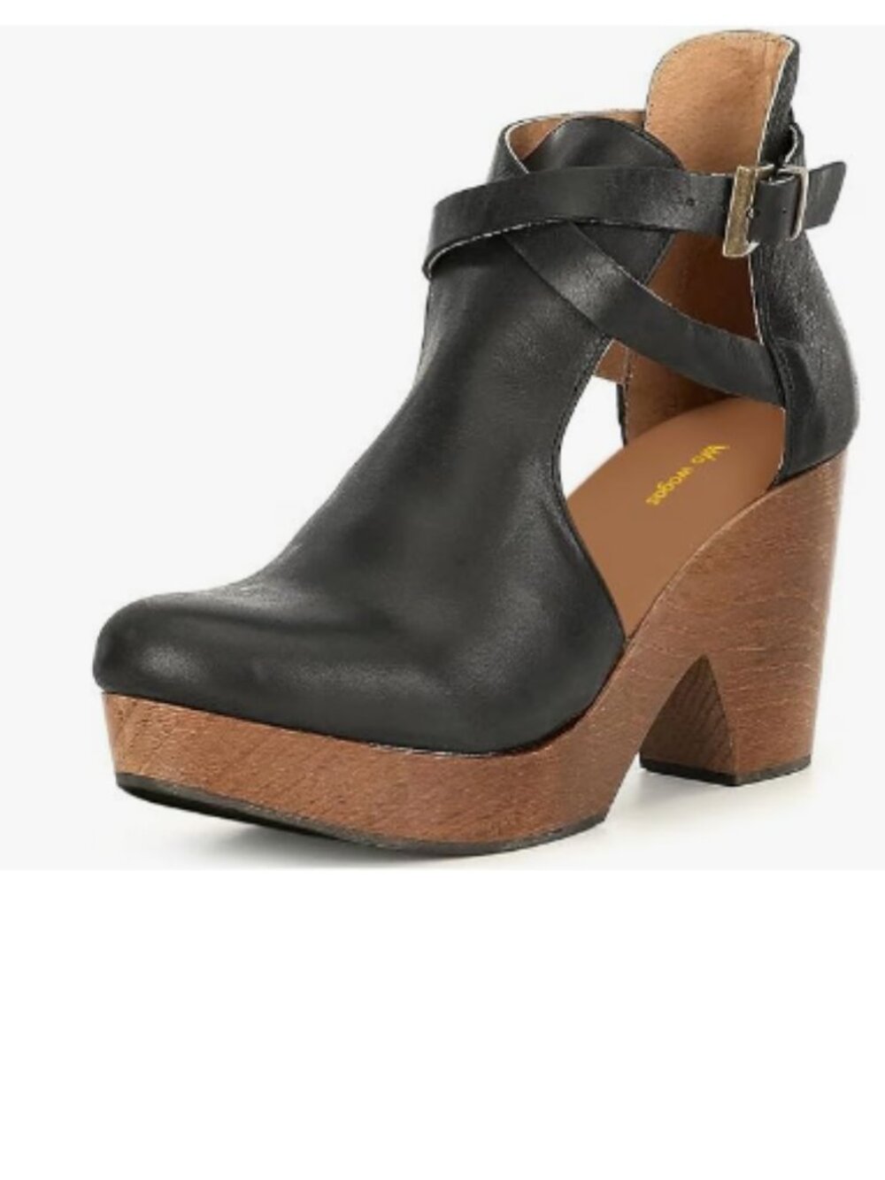 Wo Wagas Black Womens Platform Rounded Toe Cutout Ankle Boot Strap Buckle Bootie